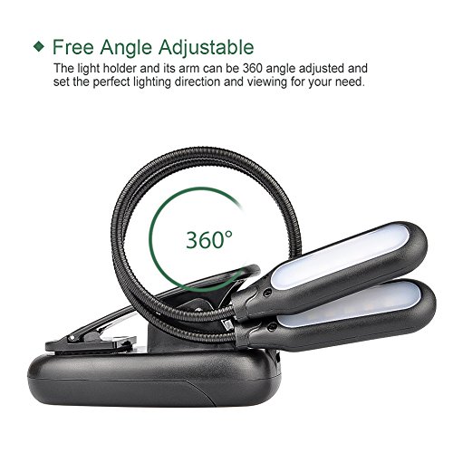GLORIOUS-LITE 10 LED Book Light/Clip Light/Reading Light/Clip On Lamp/Music Stand Light/Portable Light Color Adjustable/USB and Battery Operated/Clip on Light for Bed,Travel, E-Reader,Desk,Computer