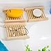 qsbai Natural Wood Soap Sponge Drain Storage Holder Tray Bathroom Kitchen Organizer - Wood Color