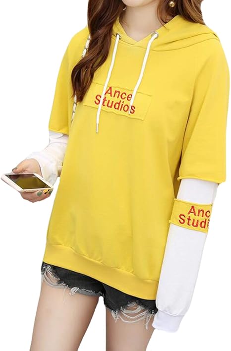 Amazon Piite レディース パーカー スウェットパーカー 長袖 学生ｔシャツ レイヤード トップス カジュアル ゆるｔシャツ おしゃれ ｔシャツ フード付き トレーナー 原宿風 ｂｆ風 トレーナー パーカー 通販