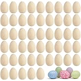 50 Pcs Mini Wooden Eggs, Kuchisity 1.3'' Unfinished Wooden Easter Eggs Mini Easter Egg to Paint Unpainted Model Artificial for DIY Painting Crafts