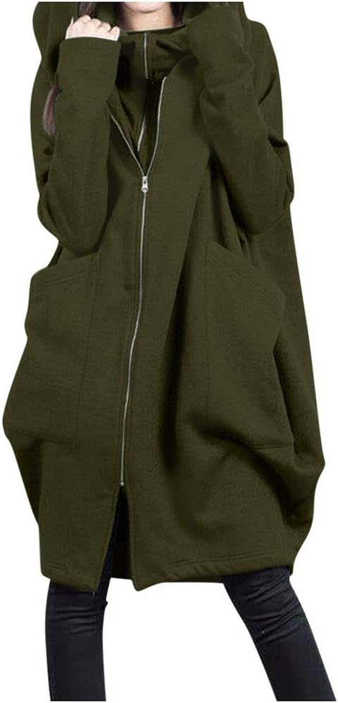 Creazrise Long Oversize Wool Coats for Women Winter Button Closure Color Outwear
