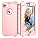 LONTECT Hybrid Heavy Duty Shockproof Full-Body Protective Case with Dual Layer Hard PC+ Soft Silicone Impact Protection for Apple iPhone 7, New Rose Gold