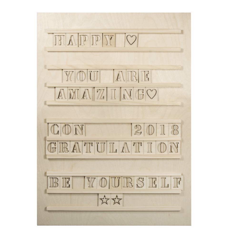 Rayher Letter Board for Baby Announcement and Celebrations with Letters, Numbers, Stars and Hearts, Message Board for Wall, 30x42cm, wood, 62859505