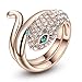 TIDOO Jewelry Fashion Rose Gold Plated Green Eyes Snake Ring Genuine Austrian Crystal Rings (8)