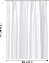 URAQT Shower Curtain 180x180 cm PEVA Waterproof 12 Hooks White view 2