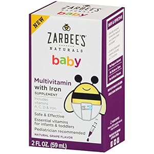 Zarbee's Naturals Baby Multivitamin with Iron, includes vitamins A, C, D - Grape, 2 Fl. Ounce