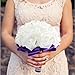 StillCool Wedding Bouquets Crystal Pearl Silk Roses Bridal Bridesmaid Wedding Hand Bouquet Artificial Fake Flowers (18cm*24cm, Purple)