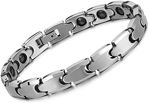 Healthy Hematite/Tungsten Cuff Bracelet Polished Finished Smooth Chain Bangle Anti-Allergy Color Fading Proof