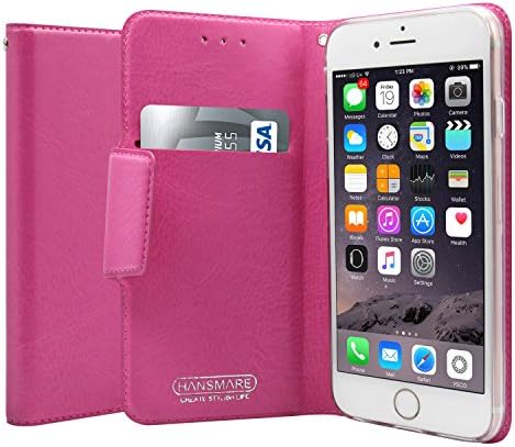 iPhone 6S Case,HANSMARE [SuperSlim][Pink] PU Leather Premium wallet Case Leather slot case for iPhone 6 and iPhone 6S 4.7- Pink
