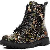 AWSOLE Fashion Ankle Boots For Men Women Floral Mushroom Star Trendy Lace Up Unisex Booties Combat Trendy Street Wear Boots