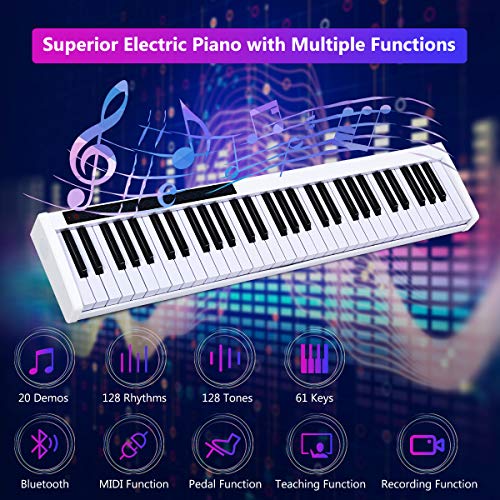 Costzon 61-Key Digital Piano - Portable Keyboard With 128 Sounds & Bluetooth