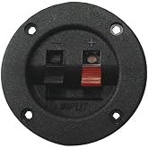 Install Bay Terminal Cup Round Spring Each -TCRS | Circular connection plate for subwoofer enclosures, push-down wire clips, recessed design, single piece included, pre-loaded