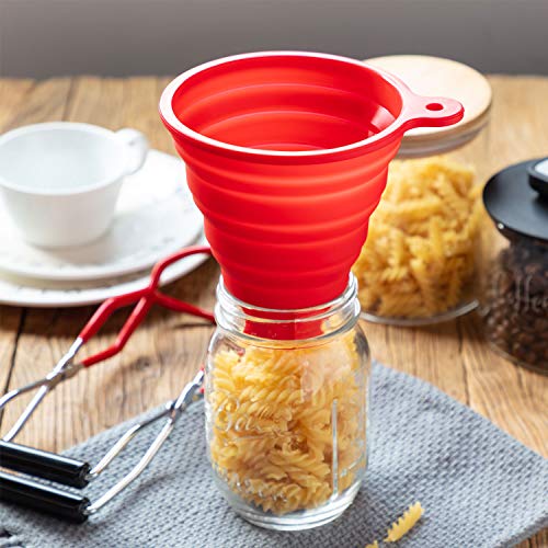 Canning Jar Lifter and Silicone Collapsible Funnel Foldable Large