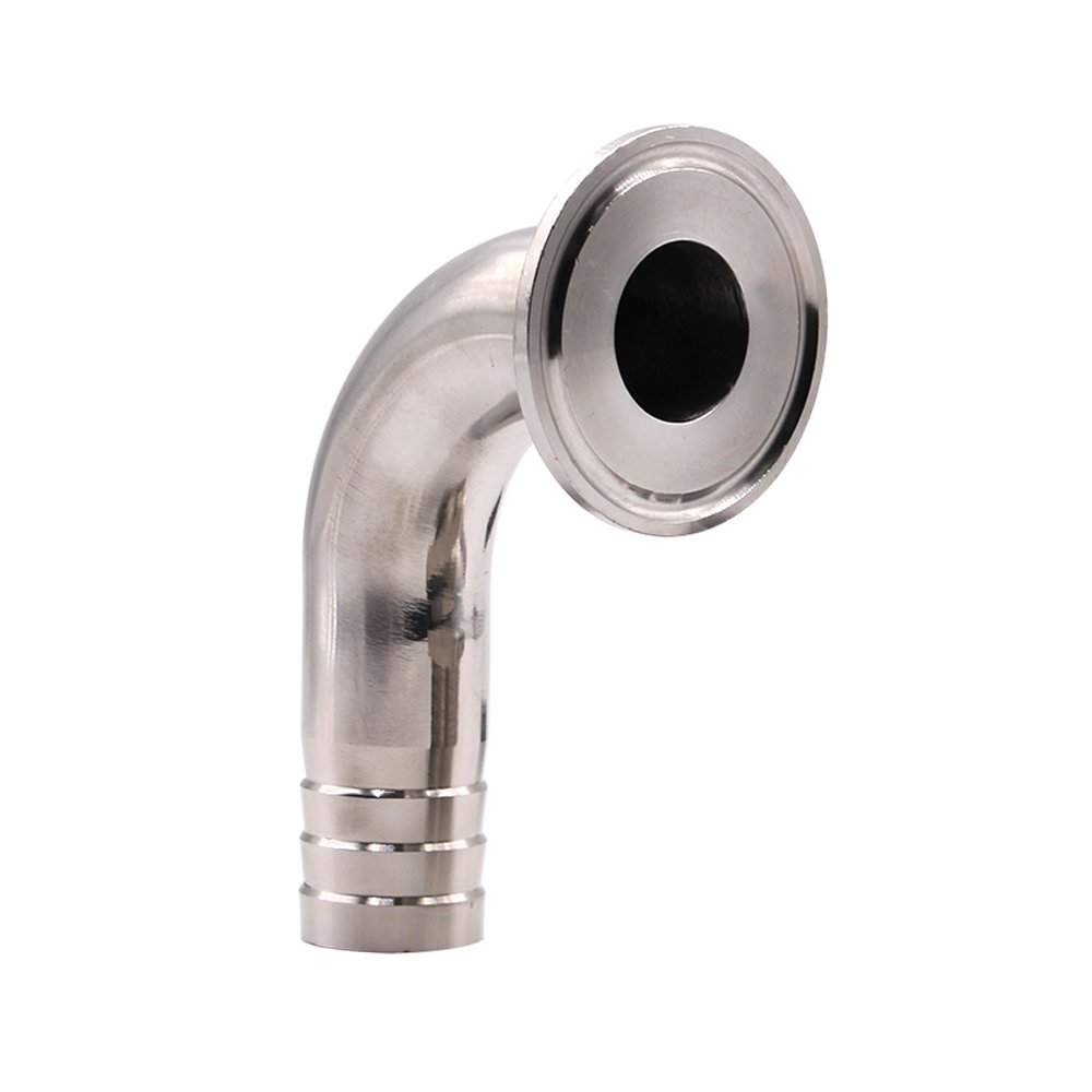 DERNORD Sanitary Hose Barb Pipe Fitting 1.5" Tri Clamp (50.5MM Ferrule) 90 Degree Elbow (Tube OD: 3/4"/19MM (1.5 Tri-clamp))