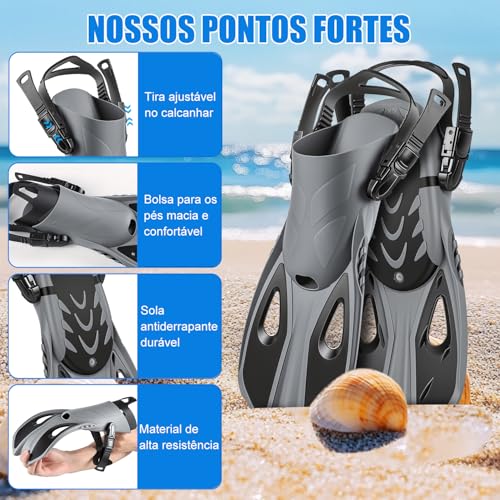 Gavzrt Barbatanas Para Mergulho Com Calcanhar Aberto E Ajustáveis, Pe De Pato De Natação Em Silicone Preto
