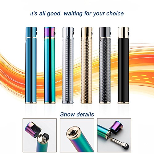 Navpeak Long Strip Refillable Butane Gas Cigarette Lighter Wheel Fire Starter for Men&Women (Multicolor)