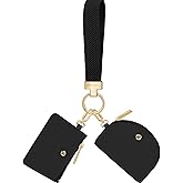 Hovmwey Keychain Wallet, Detachable Dual Pouch Wristlet Wallets for Women Men, Portable Mini Zip Around Small Wallet Coin Purse