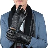 Black Leather Gloves Mens Thinsulate Lining Warm Driving Gloves Large By DEBRA WEITZNER