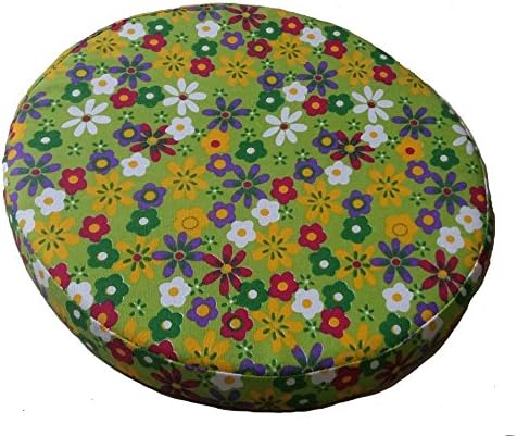 Clingo Cushions 15 inches Round Indoor Seat Pad with Neodymium Magnets (Print Flowers) - Say Goodbye to Ties