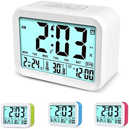 Digital Alarm Clock, XHJKZ Electronic Talking Alarm Clocks Snooze Function 4.5'' Big Display Temperature Backlight 3 Alarms for Heavy Sleepers Gift for Children,Teens Battery Operated -White