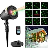 MicroYep Christmas Laser Light,8 Patterns Red and Green Laser Christmas Light with RF Remote Controller , Waterproof Laser Light Projrctor for Xmas, Parties, Landscape or Garden Decoration