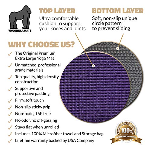 Premium Extra Large Yoga Mat 9' x 6' x 8mm Extra Thick & Comfortable, NonToxic, NonSlip