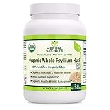 Herbal Secrets USDA Certified Organic Psyllium Husk 16 Oz - Vegan, dairy free, GMO free, gluten free, no sugar, and no artificial sweeteners