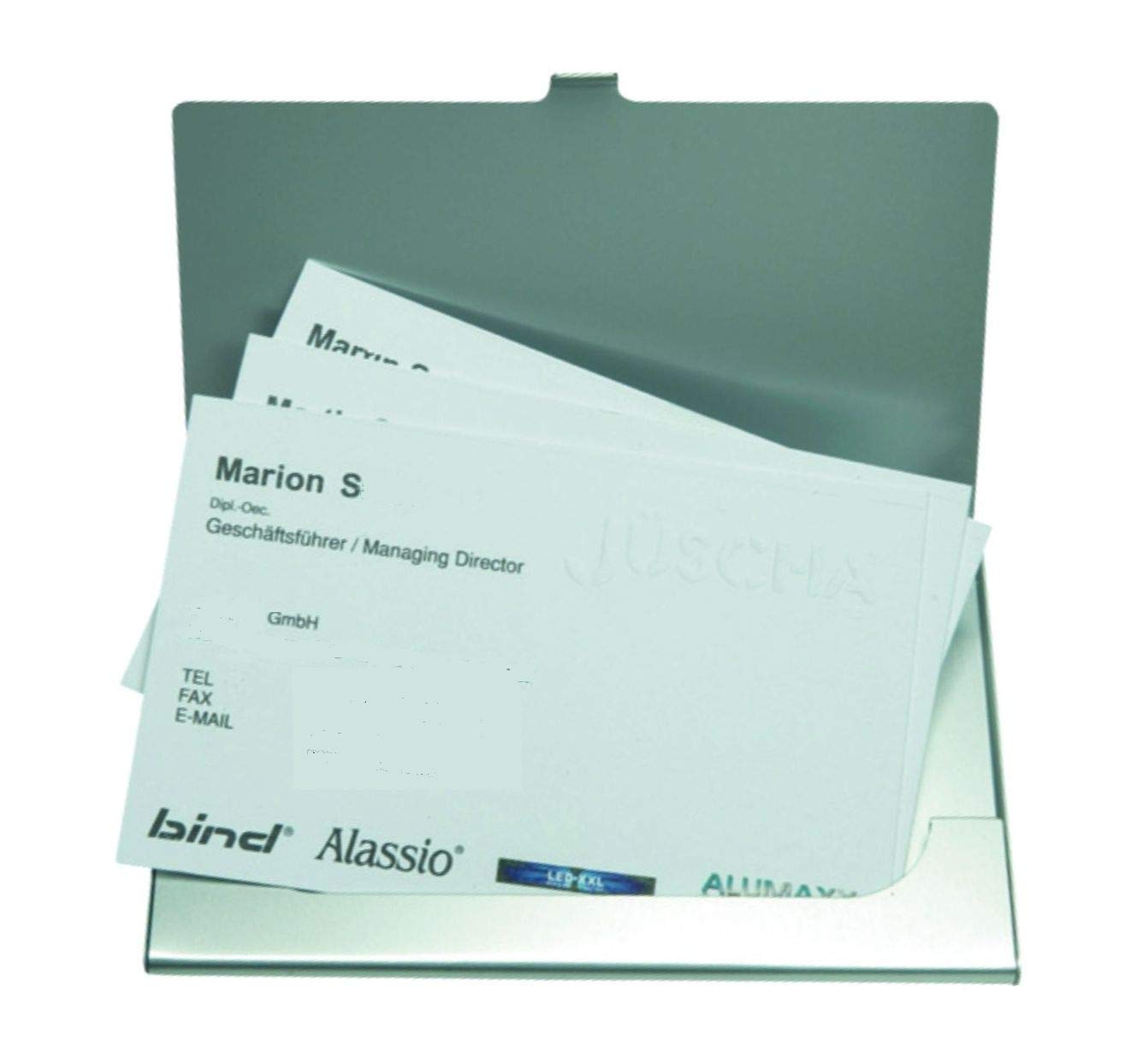 Alassio Visitenkartenetui aus Aluminium in Matter Optik, Etui für ca. 10 Visitenkarten Business Card Case, cm, Silver (Silber)