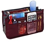 JET-BOND Multi-Pocket Handbag Organizer Liner Pouch Medium Size with Handles (Wine)