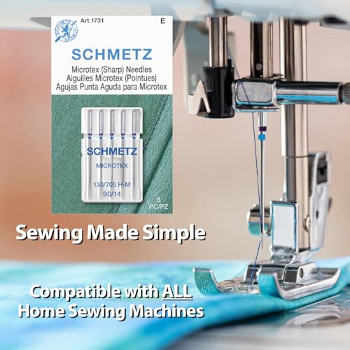 SCHMETZ Microtex Sharp Sewing Machine Needles - Quilting & Topstitching Supplies, Size 80/12, 5-Needle Card, Pack of 5