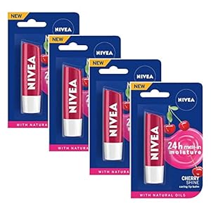 Nivea Lip Care Fruity Shine Cherry, 4.8g (Pack of 4)