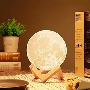 Desidiya 3D 7 Color Changing Moon Night Lamp with Stand for Bedroom Lights for Adults and Kids Home Room Beautiful…