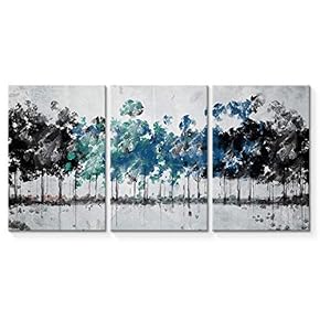Wall26-3 Plane Canvas Wall Art-Abstract Oil Painting Tree Forest-Giclee Painting Wall Bedroom Living House Decoration Home Art - 16"x24" x 3 Panels