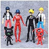6Pcs Miraculous Ladybug Action Figure Tikki Noir Cat Plagg Adrien Toy Set Gift
