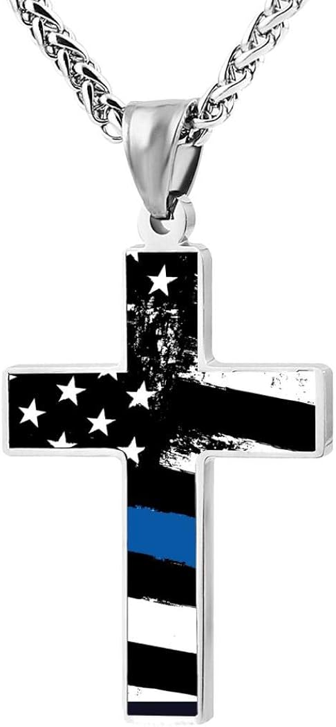 American Flag Cross Pendant Necklace 