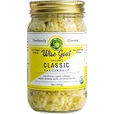 Raw Organic Fermented Sauerkraut, &ldquo;Classic&rdquo; Variety [Vegan, Gluten Free, Non-GMO, Probiotic] 16 oz Glass Jar - Wise Goat Organics