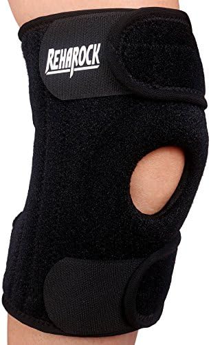 Reharock Knee Brace Open Patella Stabilizer with Adjustable Straps- Breathable Neoprene Knee Protector for ACL, MCL, LCL ,Meniscus Tear, Hyper Extension, Non-Slip- Single