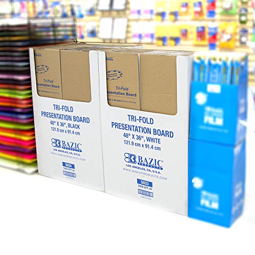 BAZIC Trifold Presentation Board 36" X 48" Black, TriFold Corrugated