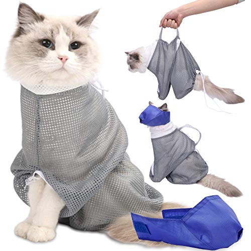Fidelis Cat Bathing Bag with Calming Muzzle, Kitty Cleaning Shower Bag