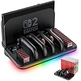 Charging Dock for Nintendo Switch 2 Joy Con, RGB Docking Station for Joycons Controller, Switch 2 Accessories with 18 Game Card Slots