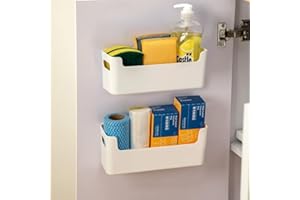 2 Pcs Kitchen Cabinet Door Organizer,Adhesive Mount Inside Cabinet Door Storage,Under Sink Door Storage Shelf for Kitchen,Bat