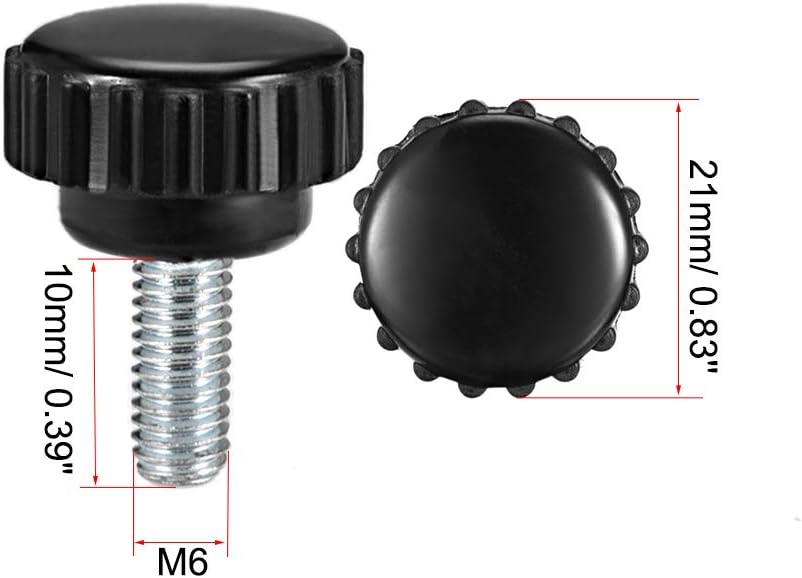 sourcing map M6 x 10mm Male Thread Knurled Clamping Knobs Grip Thumb Screw on Type 4 Pcs - Image 3