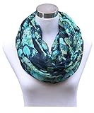 Lucky Leaf Women Lightweight Cozy Infinity Loop Scarf with Various Artist Print (Navy Green)