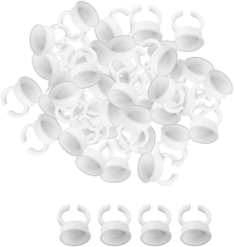 Yesmin 100pcs Disposable Plastic Glue Holder Rings, Pigment Ink Cups for Eyelash Extensions Nail Art, Microblading