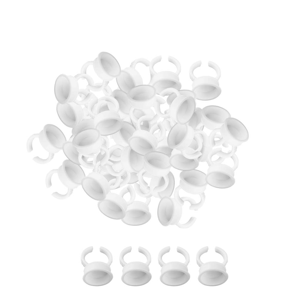 Yesmin 100pcs Disposable Plastic Glue Holder Rings - Pigment Ink Cups for Eyelash Extensions, Nail Art, Microblading, and Tattoo Supplies