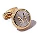 HJ Men's 2PCS Fashion Dazzle Tuxedo Shirts Platinum Plated Cufflinks Initial Letter 2 Color A-Z (Gold M)