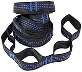 Tropical Breeze Camping Hammock Tree Straps with 16 Loops, 9 Feet, Pack of 2, Black/Blue