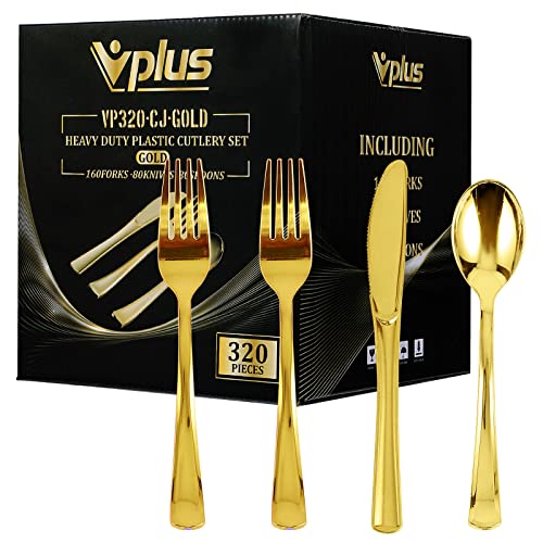 320 Gold Plastic Silverware Set Plastic Cutlery Set Disposable