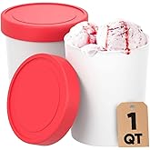 Starpack 'Freeze the Day' Ice Cream Storage Container for Freezer (2 Pcs) - 1 Quart Ice Cream Containers for Homemade Dessert - Reusable Frozen Treat Containers with Lids - Leak-Free Lids (Silicone)