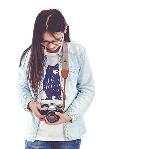 TARION-Camera-Shoulder-Neck-Strap-Vintage-Belt-for-All-DSLR-Camera-Nikon-Canon-Sony-Pentax-Classic-White-and-Brown-Weave